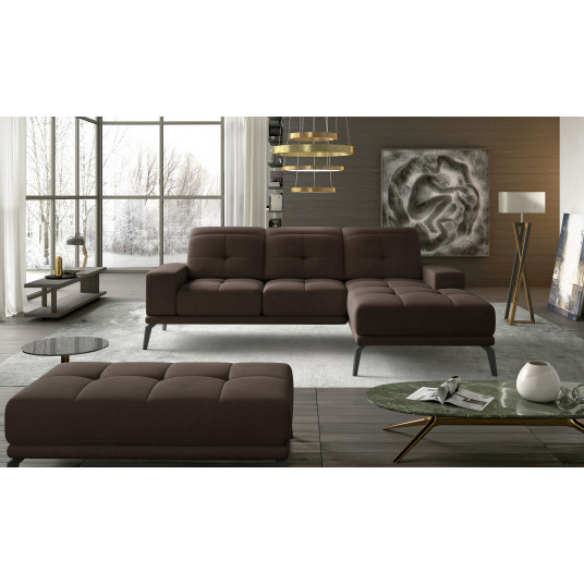  Komplektas kampinė sofa ir pufas Torrense ruda 