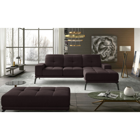 Komplektas kampinė sofa ir pufas Torrense ruda