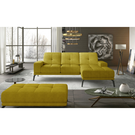 Komplektas kampinė sofa ir pufas Torrense geltona