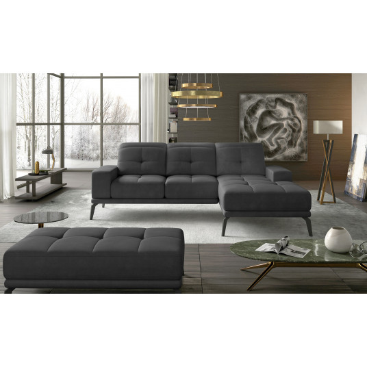 Komplektas kampinė sofa ir pufas Torrense pilka