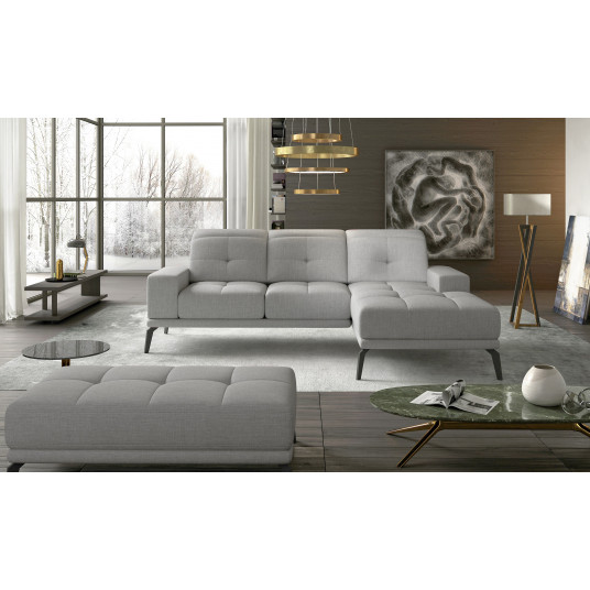 Komplektas kampinė sofa ir pufas Torrense pilka