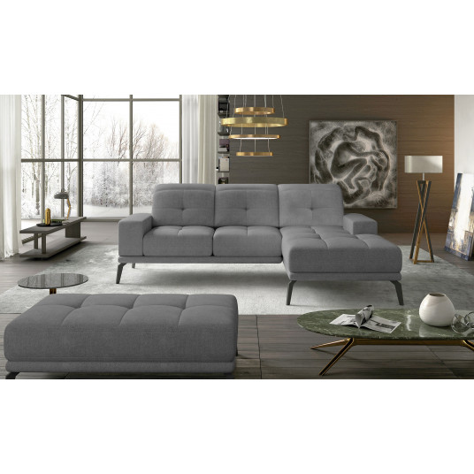 Komplektas kampinė sofa ir pufas Torrense pilka