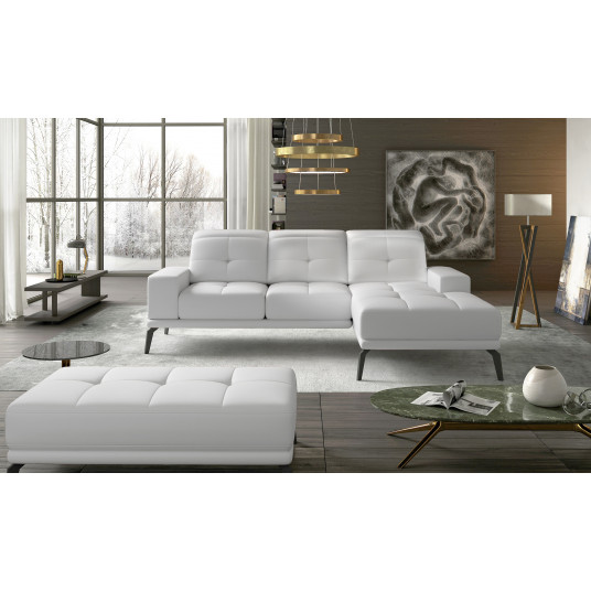 Komplektas kampinė sofa ir pufas Torrense balta