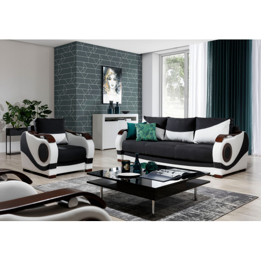  Sofa su dviem foteliais Puerto 3+1+1 juoda 
