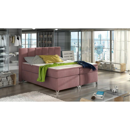 Continental lova su patalynės dėže Basilio 160X200, rausva, audinys Mat Velvet 63