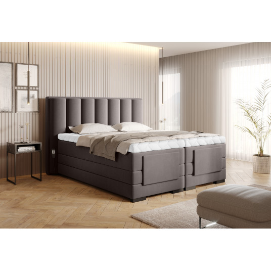 Elektrinė continental lova Veros 180x200, pilka, audinys Savoi 7