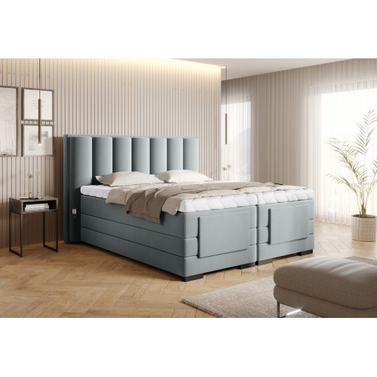 Elektrinė continental lova Veros 160x200, pilka, audinys Savoi 100