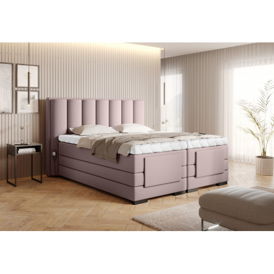 Elektrinė continental lova Veros 160x200, rausva, audinys Gojo 101