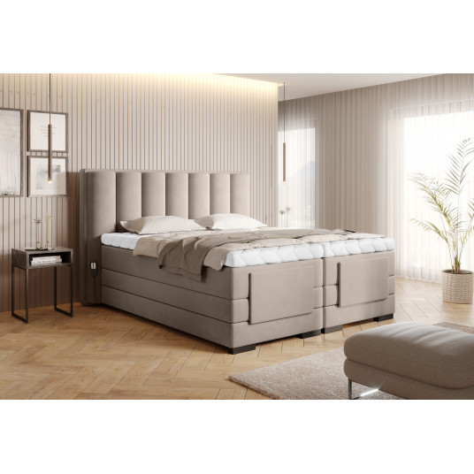 Elektrinė continental lova Veros 180x200, beige, audinys Sola 18