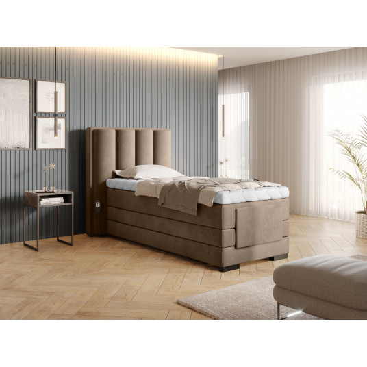 Elektrinė continental lova Veros 90x200, ruda, audinys Nube 20