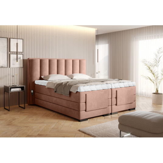 Elektrinė continental lova Veros 180x200, rausva, audinys Nube 24