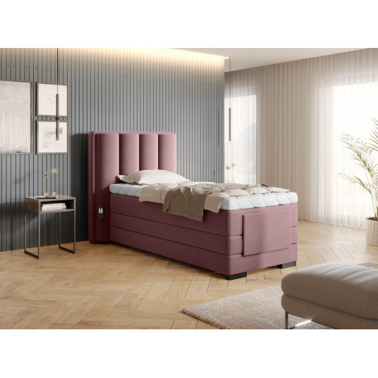 Elektrinė continental lova Veros 90x200, rausva, audinys Velvetmat 24