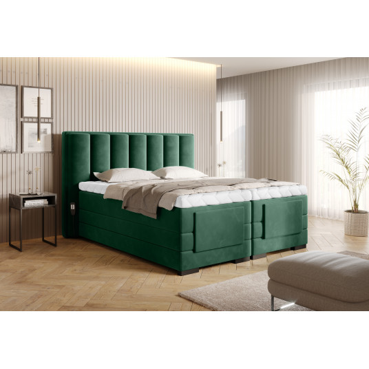  Elektrinė continental lova Veros 180x200, žalia, audinys Lukso 35 