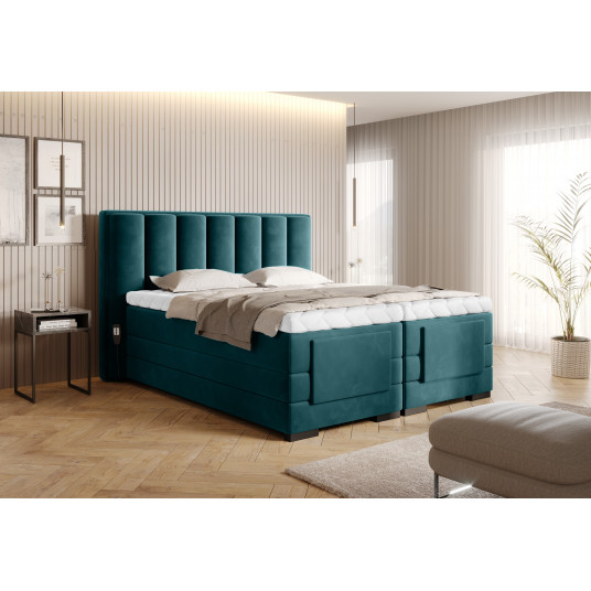  Elektrinė continental lova Veros 180x200, žalia, audinys Lukso 39 