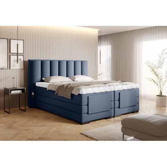 Elektrinė continental lova Veros 140x200, mėlyna, audinys Gojo 40