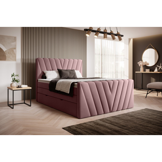 Continental lova su patalynės dėže Candice 160X200, rausva, audinys Velvetmat 24