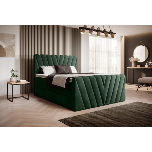Continental lova su patalynės dėže Candice 160X200, žalia, audinys Loco 35