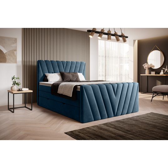 Continental lova su patalynės dėže Candice 140X200, mėlyna, audinys Lukso 40