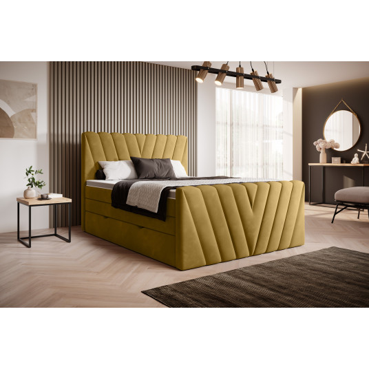 Continental lova su patalynės dėže Candice 180X200, geltona, audinys Loco 45