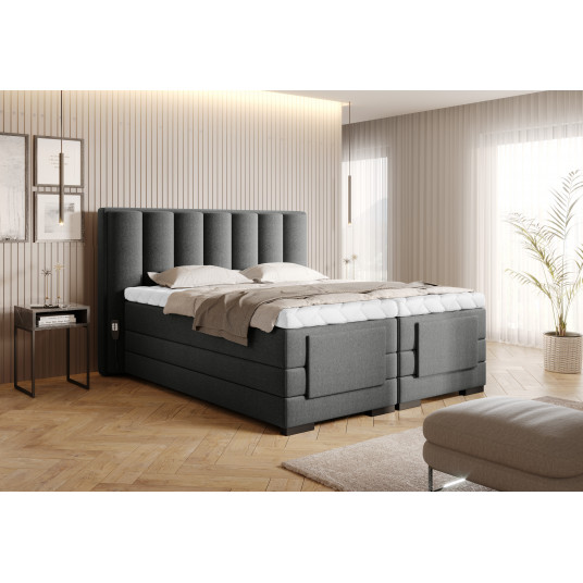 Elektrinė continental lova Veros 180x200, pilka, audinys Flores 4