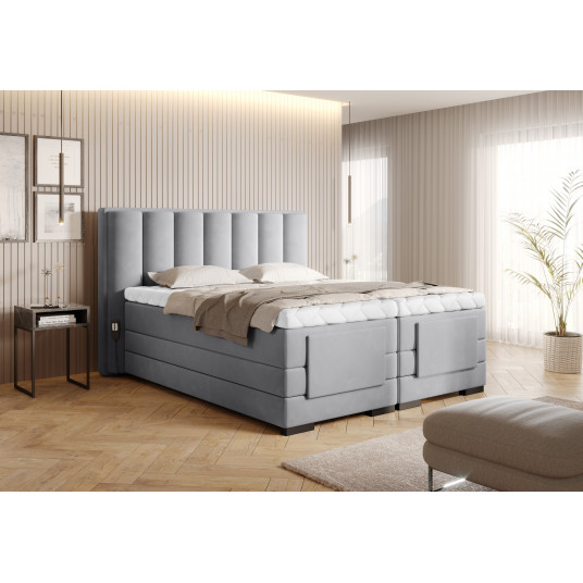 Elektrinė continental lova Veros 180x200, pilka, audinys Sola 6