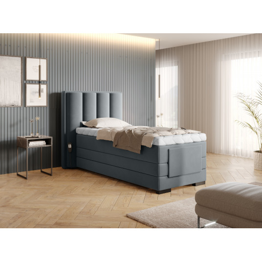 Elektrinė continental lova Veros 90x200, pilka, audinys Velvetmat 4