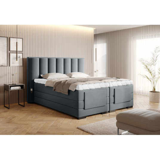 Elektrinė continental lova Veros 180x200, pilka, audinys Velvetmat 4