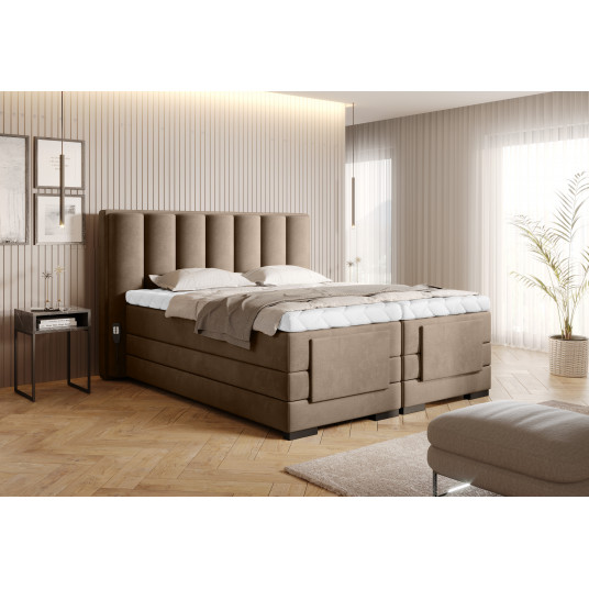 Elektrinė continental lova Veros 180x200, ruda, audinys Nube 20