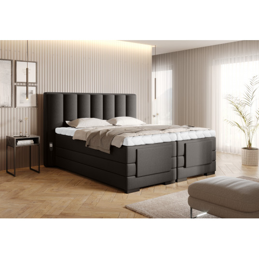 Elektrinė continental lova Veros 160x200, ruda, audinys Flores 22