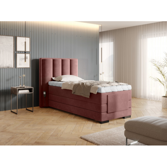 Elektrinė continental lova Veros 90x200, rausva, audinys Lukso 24