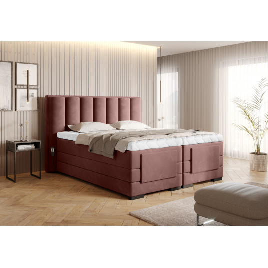 Elektrinė continental lova Veros 180x200, rausva, audinys Lukso 24