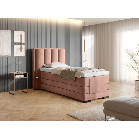 Elektrinė continental lova Veros 90x200, rausva, audinys Nube 24