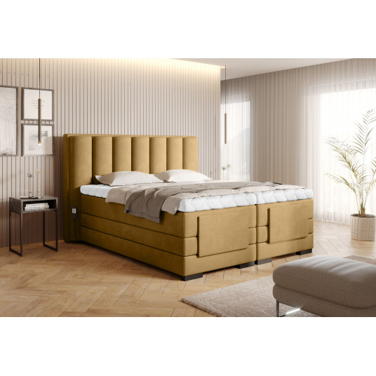  Elektrinė continental lova Veros 180x200, geltona, audinys Nube 45 