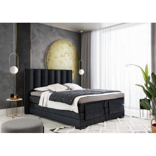 Elektrinė continental lova Veros 180x200, juoda, audinys Solar 99