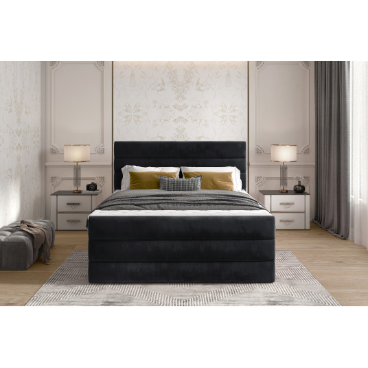 Continental lova su patalynės dėže Cande 180x200, juoda, audinys Kronos 07