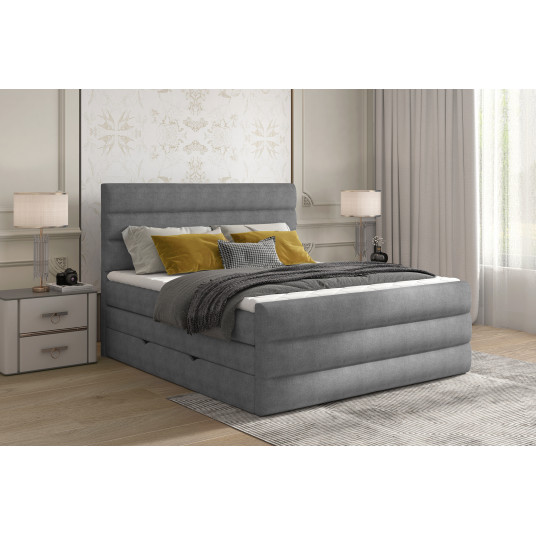 Continental lova su patalynės dėže Cande 140x200, pilka, audinys Omega 13