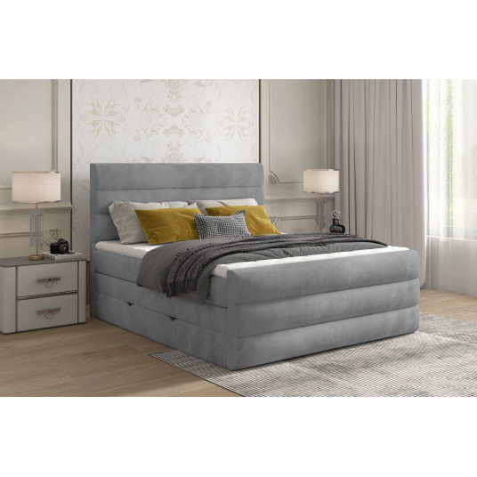 Continental lova su patalynės dėže Cande 140x200, pilka, audinys Monolith 85