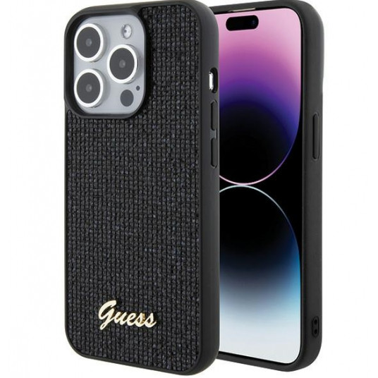 Guess PU Disco Script Metal Case for Apple iPhone 15 Pro Max
