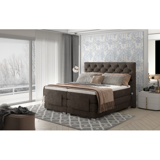 Elektrinė continental lova Clover 160x200, ruda, audinys Dora 28
