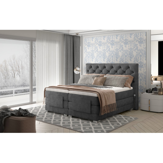 Elektrinė continental lova Clover 180x200, pilka, audinys Dora 95
