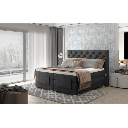 Elektrinė continental lova Clover 140x200, pilka, audinys Dora 96
