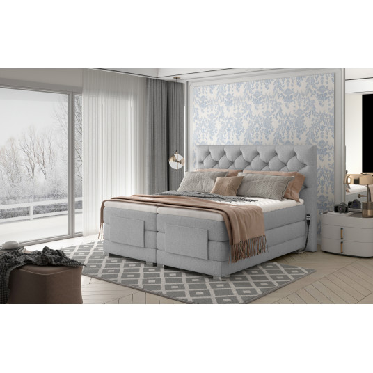 Elektrinė continental lova Clover 180x200, pilka, audinys Grande 81