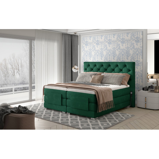 Elektrinė continental lova Clover 140x200, žalia, audinys Kronos 19