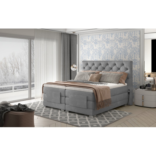 Elektrinė continental lova Clover 140x200, pilka, audinys Paros 05