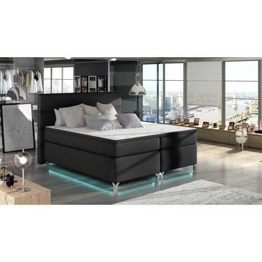 Continental lova su patalynės dėže Amadeo 140X200, juoda, audinys Soft 11