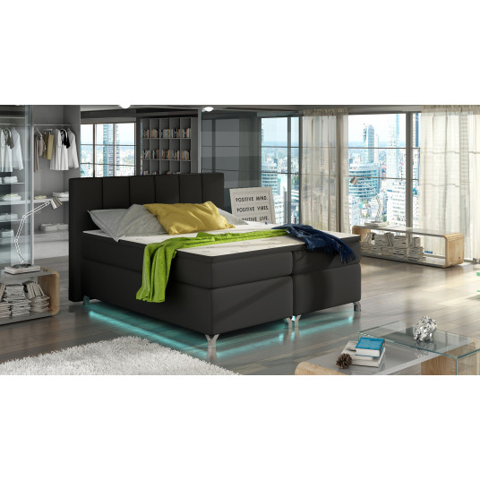 Continental lova su patalynės dėže Basilio 140X200, juoda, audinys Soft 11