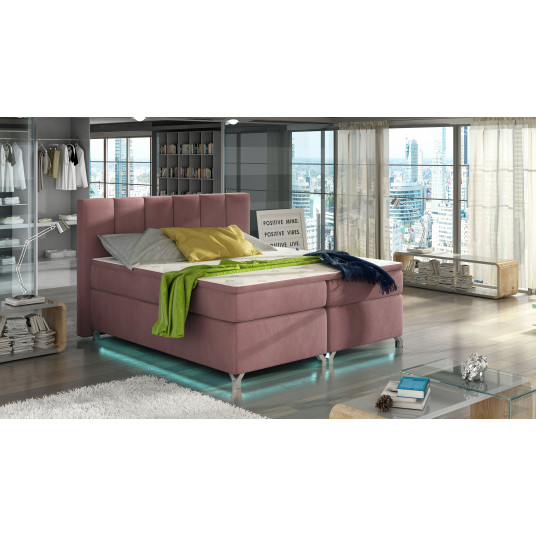 Continental lova su patalynės dėže Basilio 160X200, rausva, audinys Mat Velvet 63
