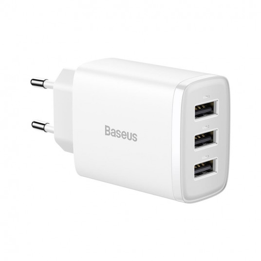 Baseus Compact Wall Charger 3 x USB / 17w