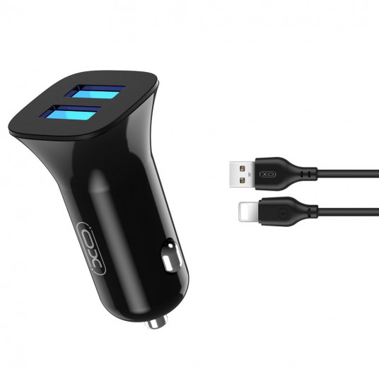  XO TZ10  Car Charger 2x USB 2,4A + Lightning Cable 