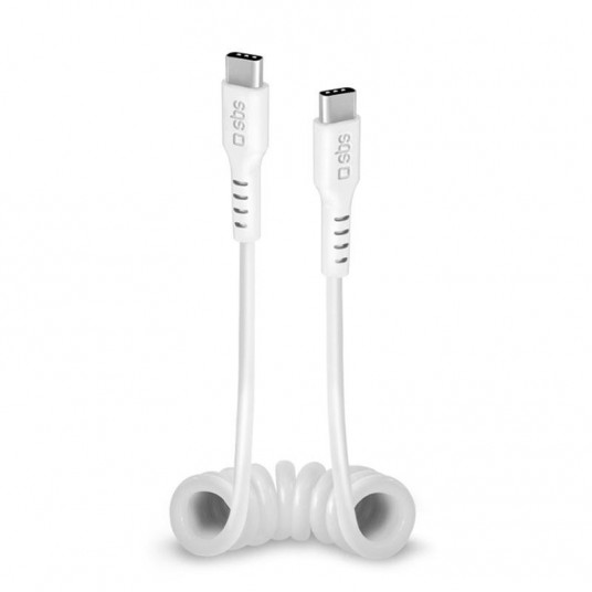  Cable SBS Coiled USB-C/USB-C 17-100cm White 
